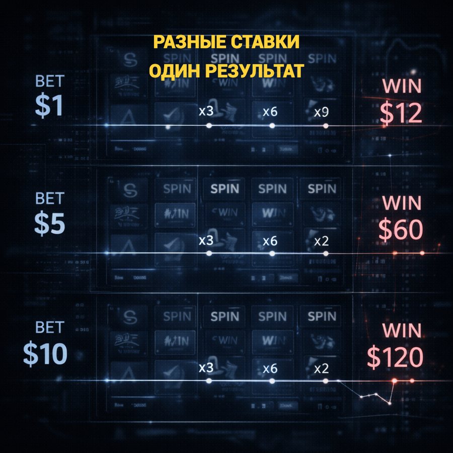 СТАВКА — ЭТО ОДНА И ТА ЖЕ ИГРА. РАЗМЕР СТАВКИ НЕ СОЗДАЁТ ОТДЕЛЬНЫЙ «ПОТОК» И НЕ ПЕРЕКЛЮЧАЕТ МОДЕЛЬ.