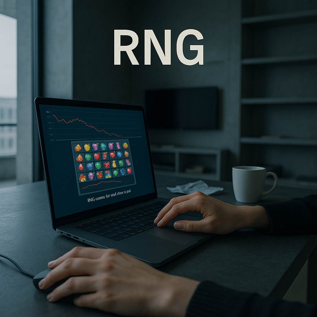 RNG turns each spin into noise, and her hands show the moment she stops chasing luck and reads distance as a system