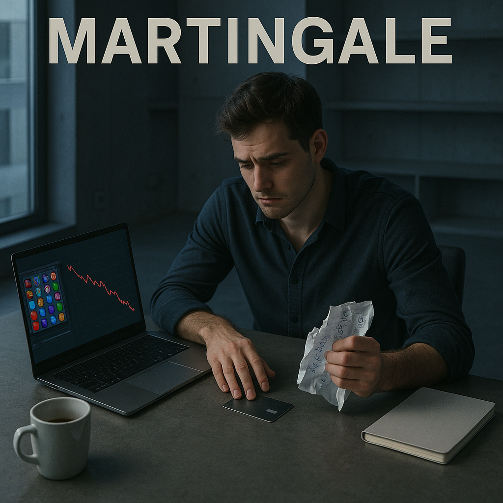 Martingale as a false control: doubling turns calm wins into one inevitable bankroll-breaking drop